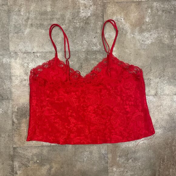 victoria’s secret vintage gold label red lace cropped fairy cami size large - Picture 4 of 6